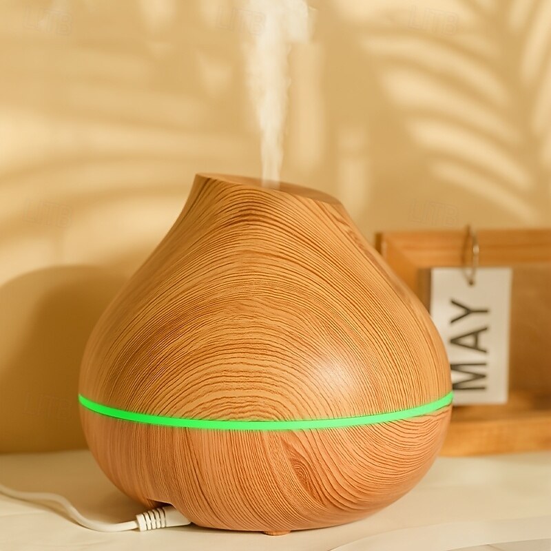 Large-Capacity Wood Grain Aromatherapy Diffuser with Essential Oil Compatibility Timer Auto Shut-Off Soundwave technology Mist USB Powered - Ideal for Spaces Over 45m4