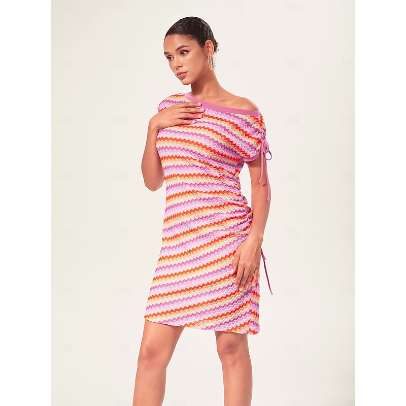 Orange Knitted Stretch Ruched Mini Dress4