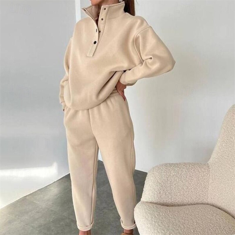 Women's Tracksuit Sweatsuit Activewear Set Pocket Solid Colored Clothing Suit Fall Black with White Black Gym Workout Sports Thermal Warm Windproof Soft Long Sleeve Sport Activewear Micro-elastic2