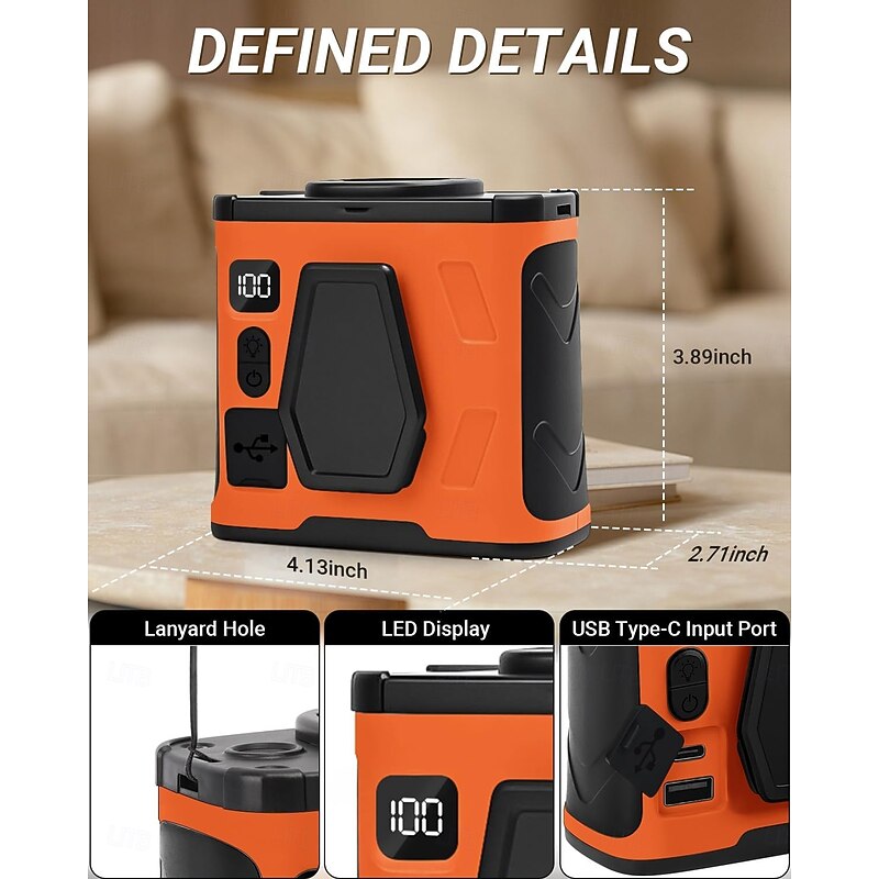 100 Speeds Portable Waist Fan Rechargeable Personal Body Fan, 10000mAh 40H Cooling 20000RPM Flashlight for Outdoor Jobsite Camping Travel Power Bank2