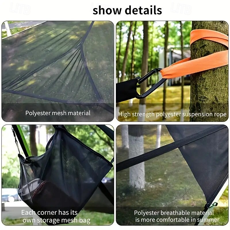 New Outdoor Multi-person Hammock Large Aerial TreeTent Aerial Camping Hammock Mesh Swing Outdoor Triangular Hammock3
