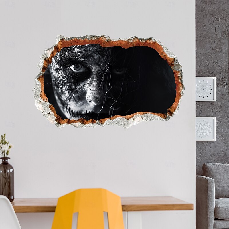 Halloween Wall Decal Sticker 3D Cracked Wall Evil Spirit Removable Horror Wall Decoration for Bedroom Living Room Home Background Decor4