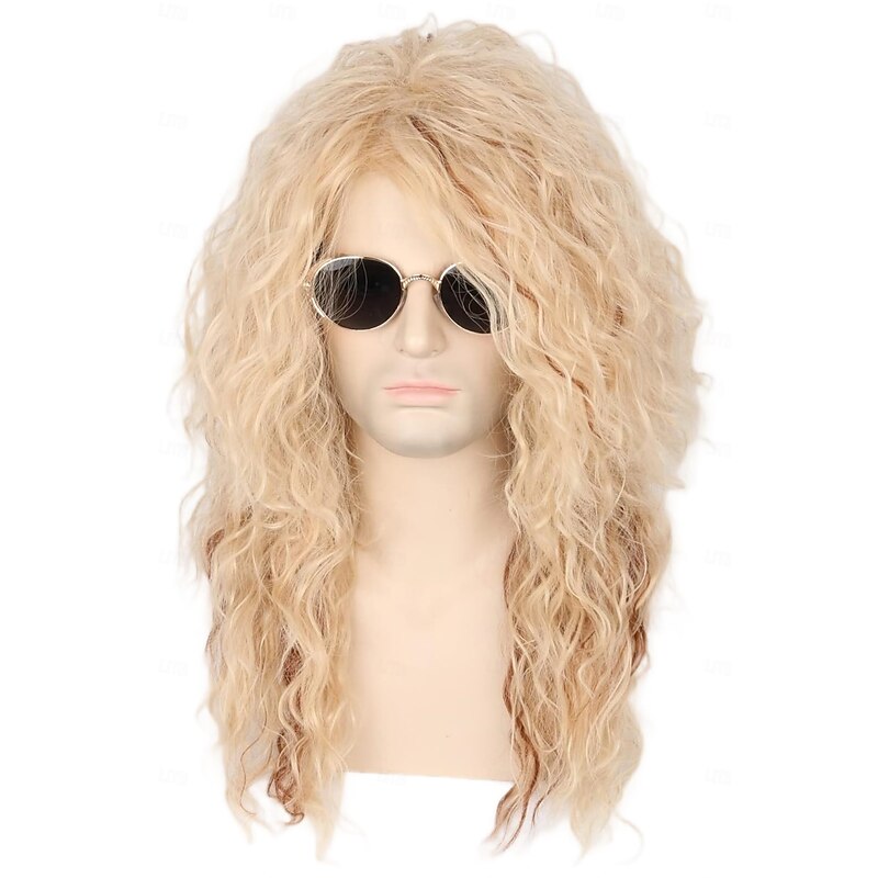 Mullet Wigs for Men and Women 70s 80s Heavy Metal Rocker Wigs Funny Wigs Blonde Big Curls Costume Wigs Halloween Wigs2