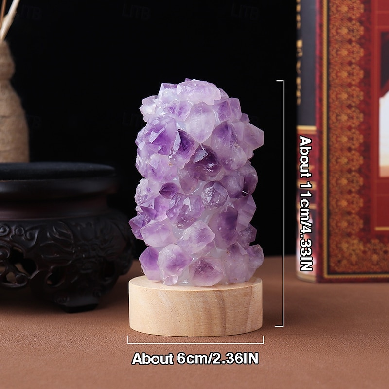 1pc Exquisite Natural Amethyst Crystal Wishing Lamp - USB Powered Dimmable Calming Home Decor for Meditation Relaxation and Ambient Lighting - Perfect Gift for Spiritual Seekers2