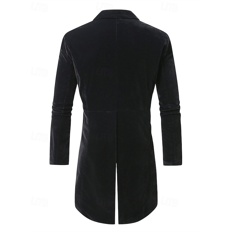 Men's Blazer Business Cocktail Party Wedding Party Fashion Casual Spring Fall Polyester Solid Color Pocket Buttons Comfortable Double Breasted Blazer Black3