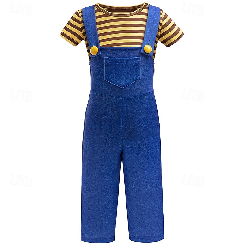 Banana Crew Minion Costume Jumpsuit Adventure Movie Cosplay Movie Cosplay for Boys' Kids Halloween Carnival World Book Day Party School Event Dress Up3