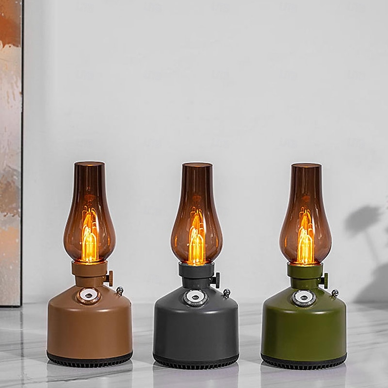 1 Pc Vintage Kerosene Lamp Humidifier 260ml Capacity Quiet Humidifier with 2 Mist Settings Stepless Dimming Night Light for Home Bedroom4