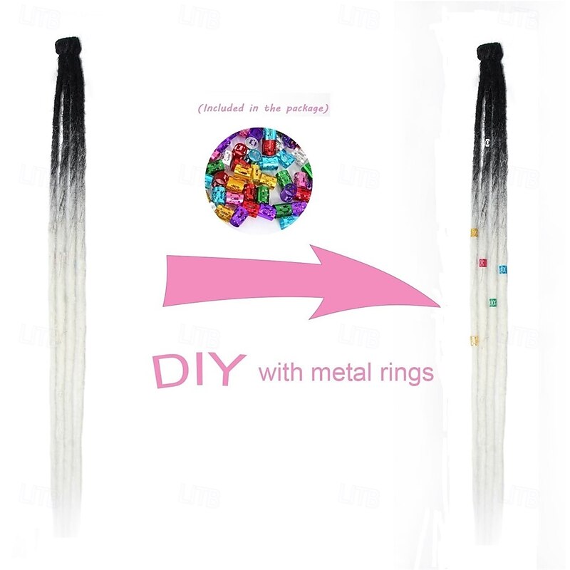 Dreadlock Extensions with Clips 24 Inch Ombre Clip In Dreads Handmade 3Pcs Crochet Loc Extensions2