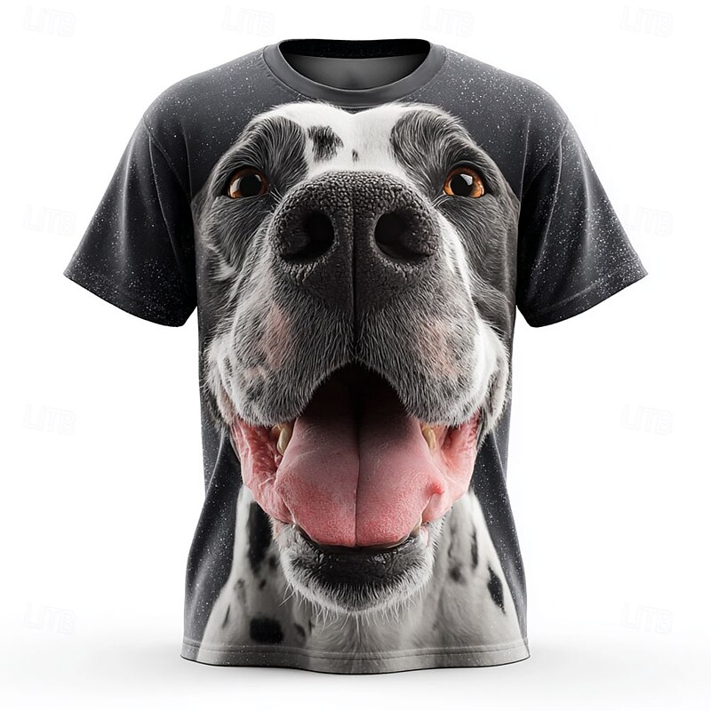 Men's Dog 3D Cartoon T Shirt Short Sleeve T shirt 3D Print Crew Neck Shirt Exaggerated Designer Party Street Casual Black Brown Gray Summer Spring All Seasons Clothing Apparel S M L XL XXL XXXL