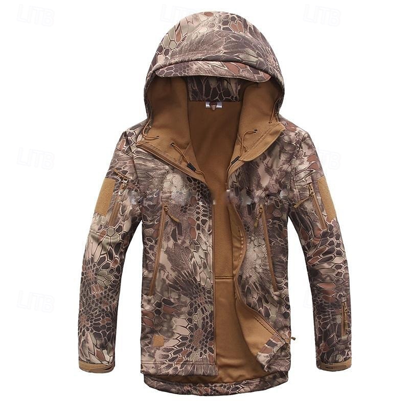 Men's Hiking Jacket Winter Coat Hiking Fleece Jacket Winter Outdoor Thermal Waterproof Windproof Winter Fleece Jacket Yellow Green Coffee2