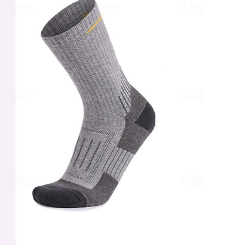 1 Pair Men's Women's merino wool socks Hiking Socks Sports Socks Thermal Warm Breathable Anti Blister Thick Outdoor mid crew Patchwork Merino Wool Dark Grey Black Dark Blue for Ski / Snowboard3