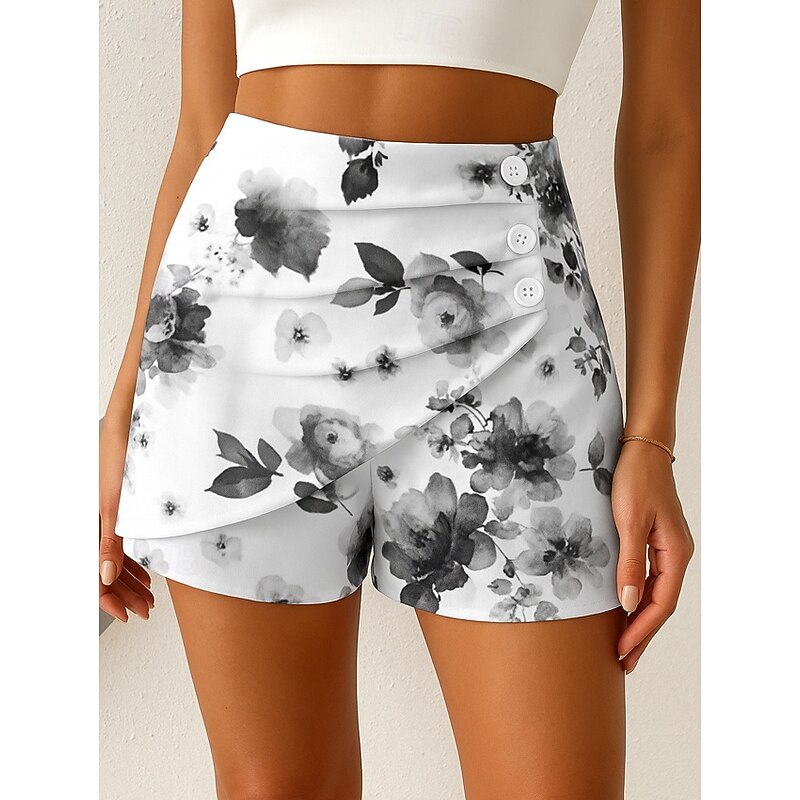 Women's Chinos Shorts Elegant Vacation Vintage Short High Waist Floral Graphic Abstract Layered Quick Dry Comfortable Breathable Micro-elastic Outdoor Street Daily Black Blue Purple Green Summer2