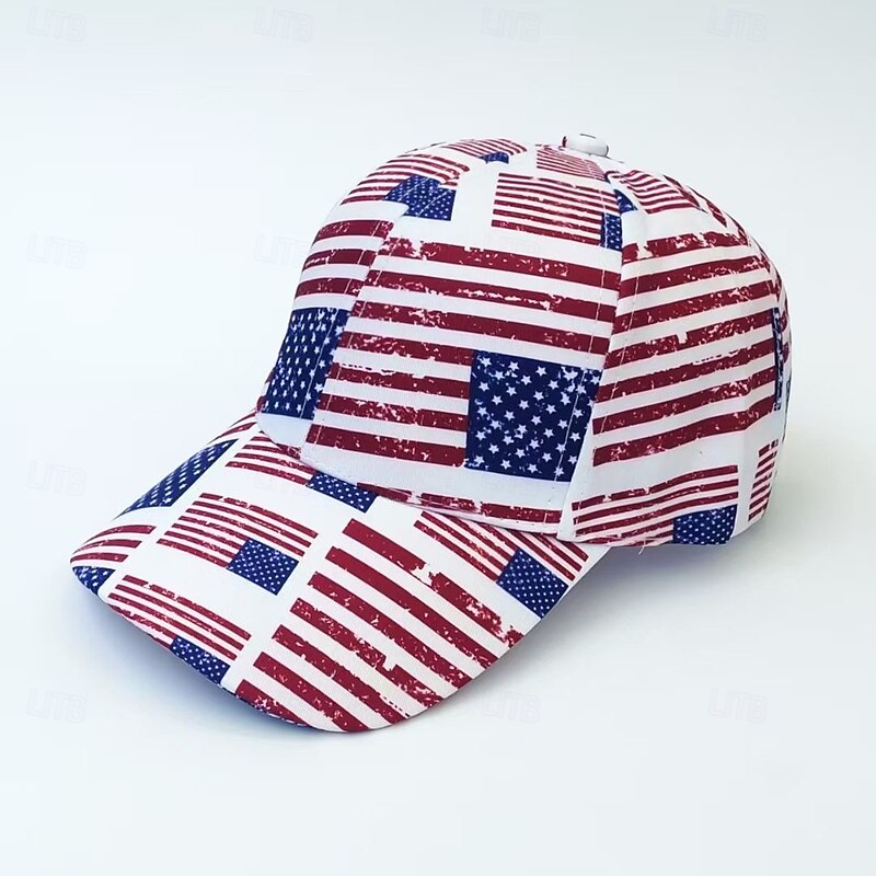 Men's Unisex Baseball Cap Sun Hat Trucker Hat White Red Polyester Adjustable Fashion Independence Day Festival Graphic American Flag Sunscreen Comfortable Casual / Daily2