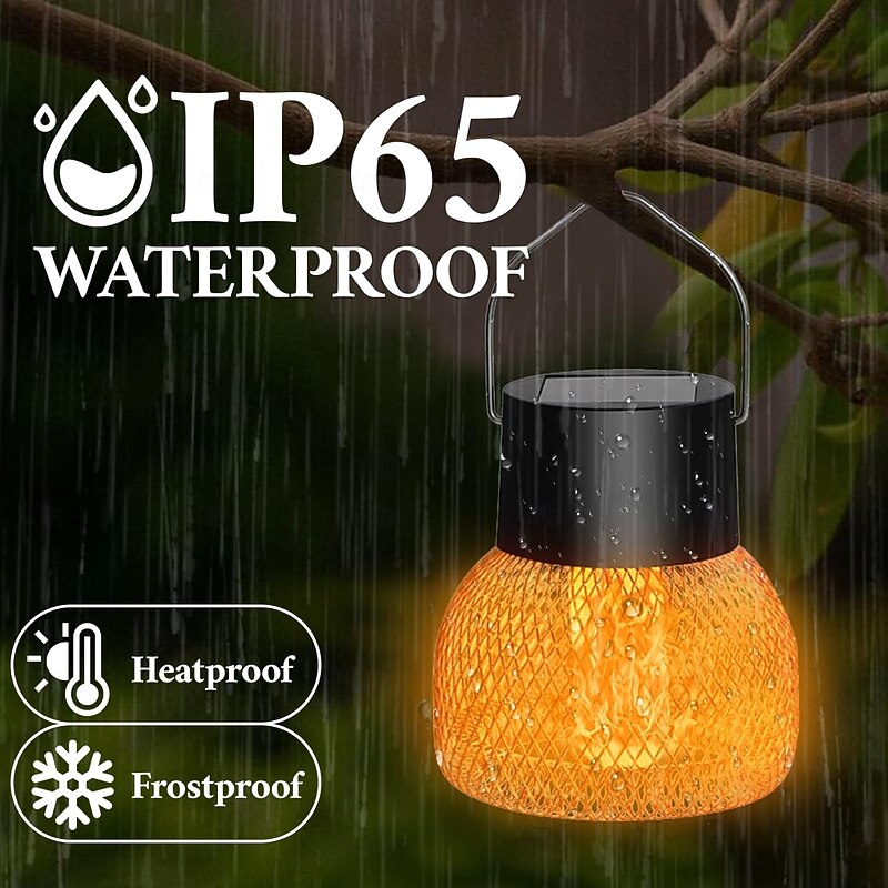 Solar Lanterns Outdoor Lights Upgraded Metal Waterproof Flickering Flame Hanging Solar Lamps for Outside Solar Powered Decorative Solar Lanterns for Garden Yard Fence Tree3