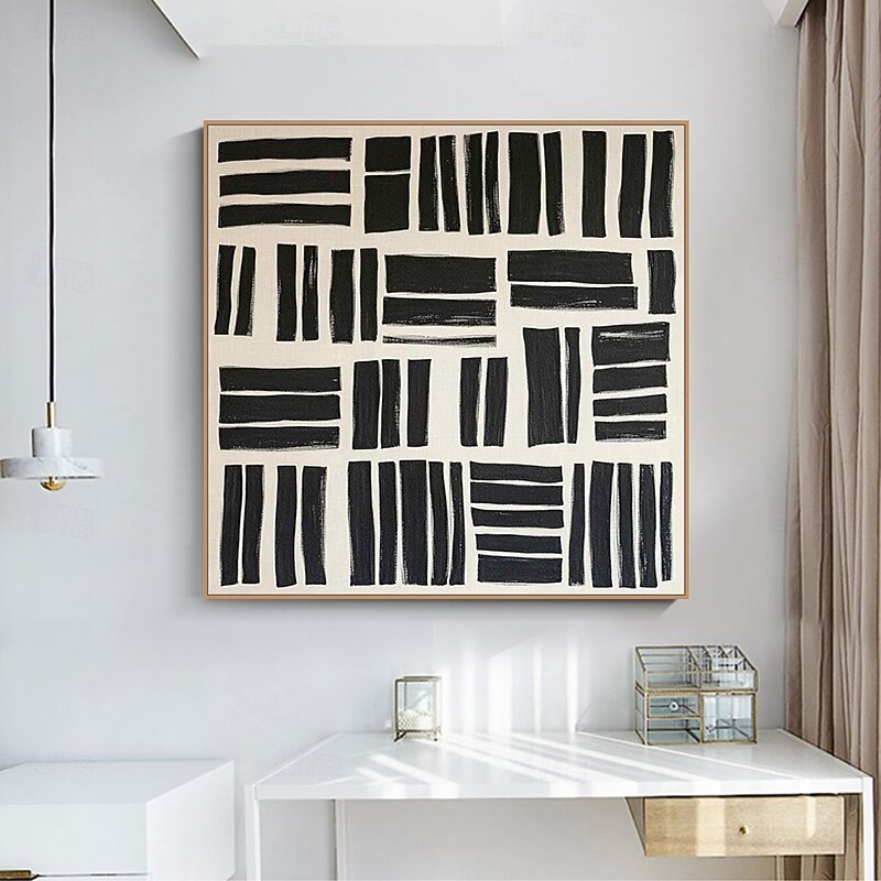 Mintura Handmade Beige & Black Minimalist Oil Paintings On Canvas Wall Art Decoration Modern Abstract Picture For Home Decor Rolled Frameless Unstretched Painting4