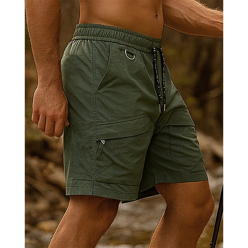 Men's Cargo Shorts Hiking Shorts sport shorts Patchwork Summer Outdoor Regular Fit Quick Dry Lightweight Breathable Shorts Drawstring Pocket Elastic Waist Black Army Green Tennis Golf Running S M L3