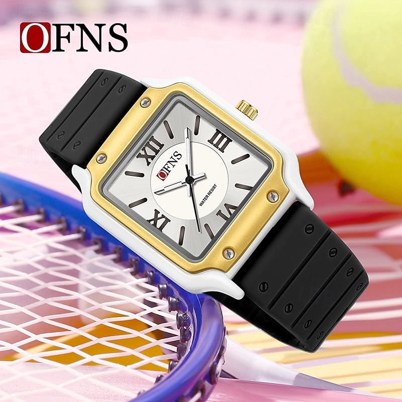 OFNS 7501 Women's and Men Quartz Watch Fashion Creative Square Dial Waterproof Roman Scale Women's Fashion Quartz Watch4