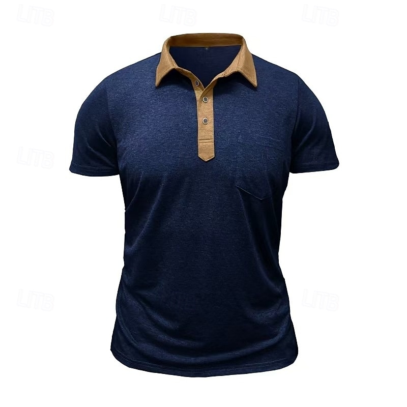 Men's Polo Shirts Golf Shirt Casual Sports Classic Short Sleeve Fashion Cool Color Block Pocket Buttons Summer Spring &  Fall Regular Fit Black White Burgundy Navy Blue Light Grey Khaki Polo Shirts3