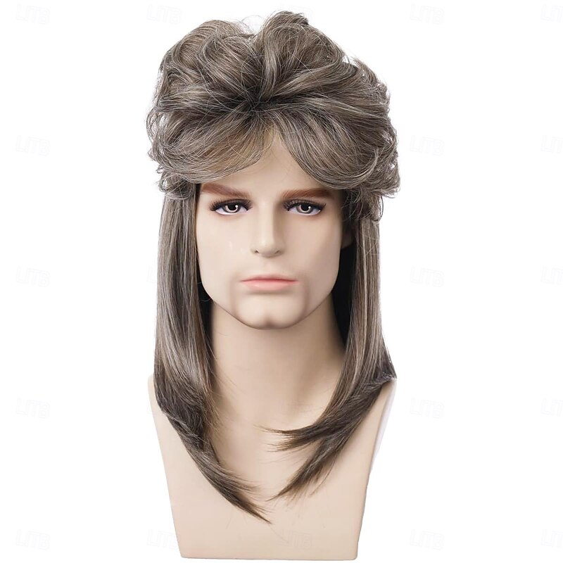 Mullet Wigs for Men 80s Costumes Party Accessory Ash Blonde Wig Cosplay Wig Halloween Wig