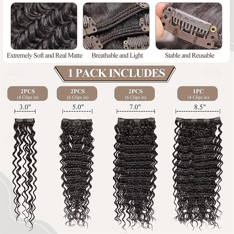 Clip in Hair Extensions Synthetic hair Clip in 140G 7Pcs/Lot Japanese Heat Resistant Fiber Hairpieces Deep Wave/Body Wave/Straight hair4