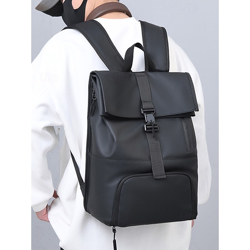 Men's waterproof travel backpack with shoe compartment, Simple roll-top design, Durable oxford fabric, Suitable for school, Gym, Commuting and weekend trips3