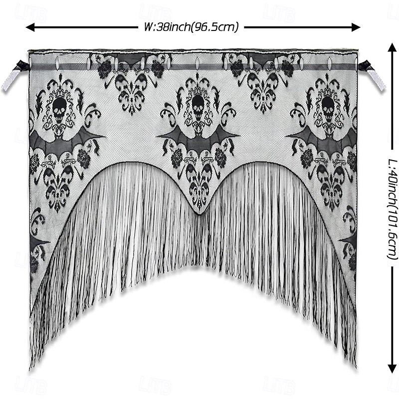 Halloween Door Curtain Skull Lace Curtain Wall Hanging Curtain Halloween Indoor Outdoor Decor Supplies Background Props3