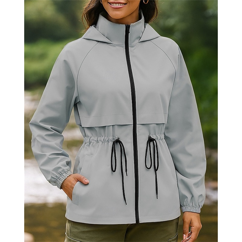 Women's Hiking Jacket Sport Jacket Outdoor Waterproof Windproof Quick Dry Lightweight Hiking Outfits Hiking Clothes Spring Autumn / Fall Jacket Tennis Golf Running Solid Color Black White Coffee4