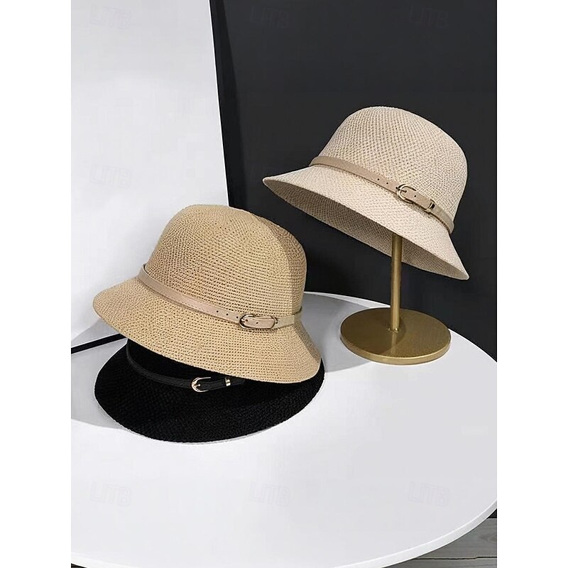 Women's Foldable Wide Brim Polyester Sun Hat with Buckle Detail - Packable Summer Beach Hat for Travel, Gardening and Outdoor Activities4