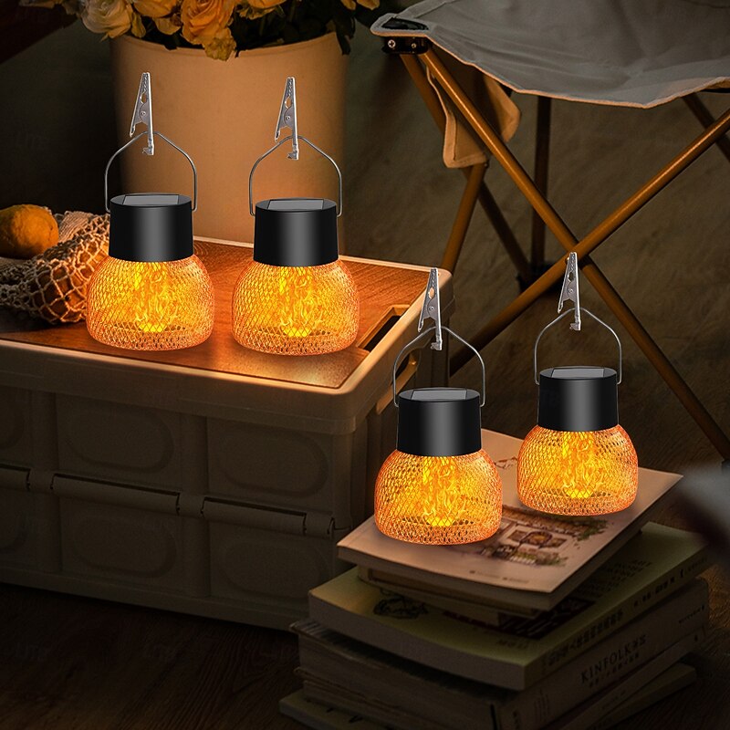 Solar Lanterns Outdoor Lights Upgraded Metal Waterproof Flickering Flame Hanging Solar Lamps for Outside Solar Powered Decorative Solar Lanterns for Garden Yard Fence Tree2