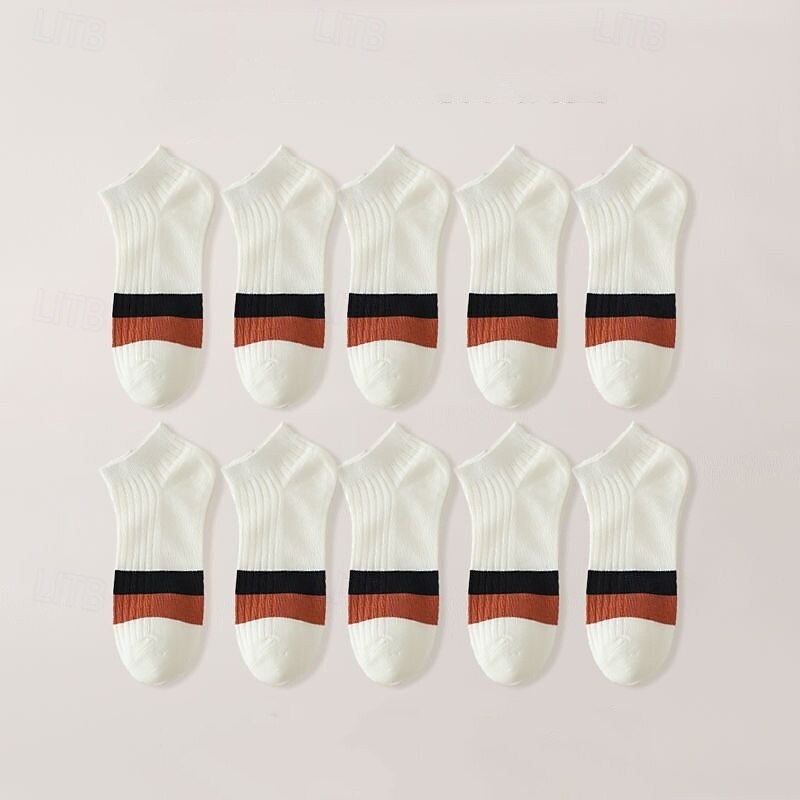 Men's 10 Pairs Multi Packs Socks Crew Socks Running Socks Casual Socks Black White Color Color Block Vacation Sports & Outdoor Daily Basic Medium Spring Fall Fashion Casual4