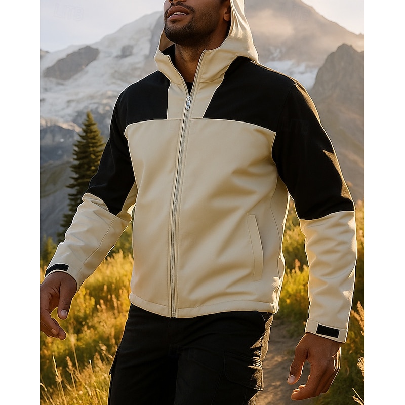 Men's Hiking Jacket Sport Jacket rain coat Outdoor Waterproof Breathable Quick Dry Lightweight Hiking Outfits Hiking Clothes Spring Autumn / Fall Jacket Tennis Golf Running Patchwork White Pink Red