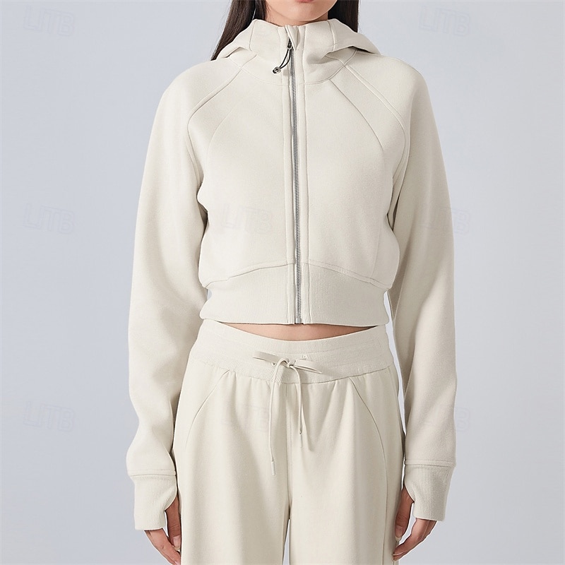 Women's Sport Jacket Warm Zipper Long Sleeve Sports Solid Color Jacket For Pilates Running Yoga Activewear4