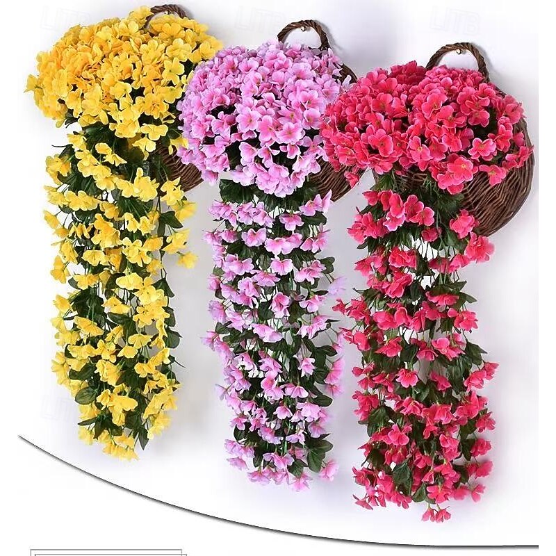 2PCS Artificial Violet Hydrangea Flower Bouquets, 18-Head Faux Floral Decor for Wedding, Wall Hanging, Window Display, Balcony and Home Decoration