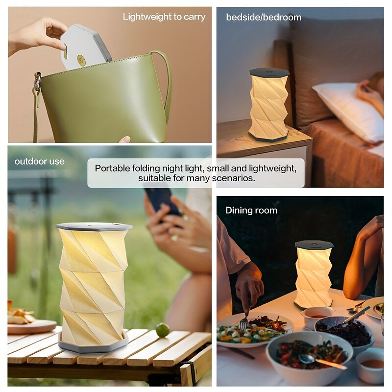 1pc Vintage Wooden Portable Stepless Dimming USB Rechargeable Camping Tent Night Light Folding Outdoor Table Lamp2