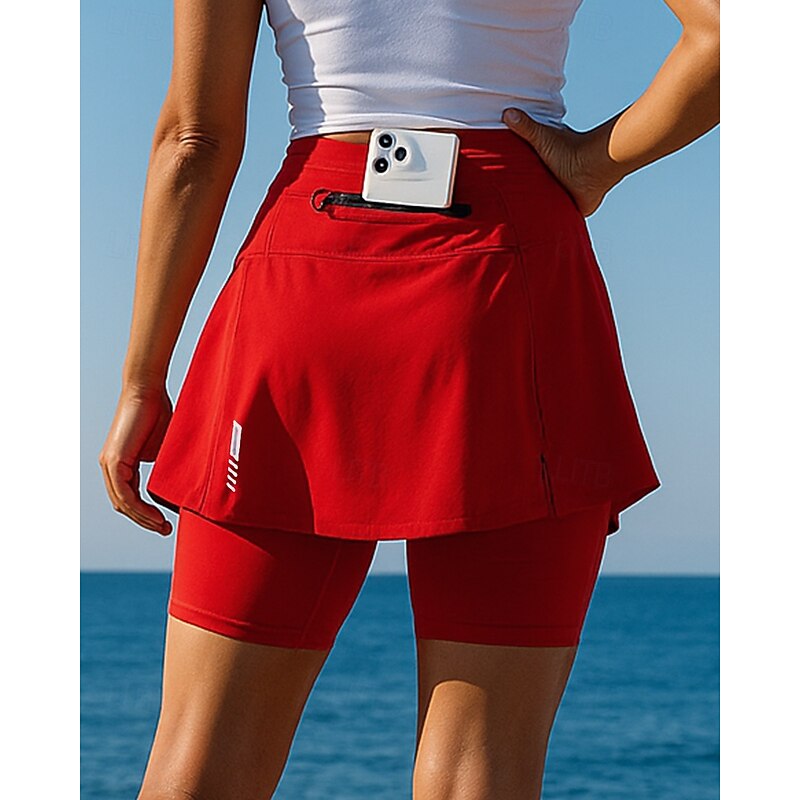 Women's Leggings Running Skirt with Tights Elastic Waistband Tights Sports & Outdoor Casual Quick Dry Lightweight Elastic Breathable Tennis Golf Running Regular Fit Sportswear Activewear White Yellow2