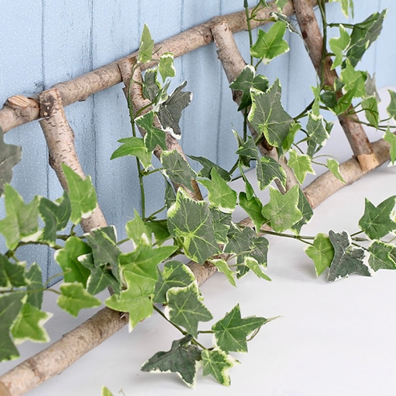 Artificial Ivy Garland Fake Vine Leaves, 2m 78.7" Plastic Greenery Hanging Plant for Restaurant Wall Decor, Faux Leaf Vine for Pipe and Air Conditioner Cover Decoration4