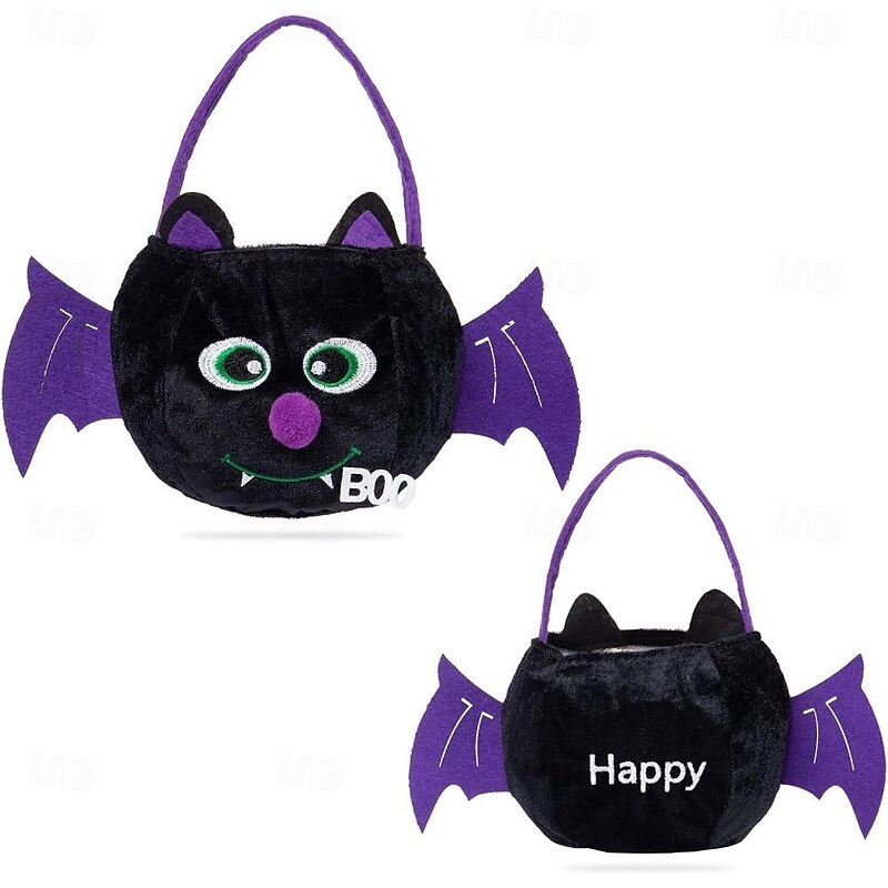 Personalized Name Halloween Pumpkin Treat Bag for Kids Custom Candy Tote Bag Basket for Trick or Treat, Magical Candy Tote with Embroidered Name, Large Capacity Non-Woven Sack for Halloween Party and Gifts