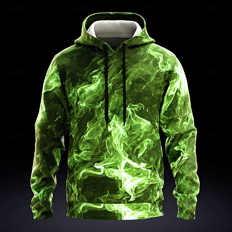 Men's Smoke Abstract 3D Hoodies Sweatshirt Cool Party Long Sleeve Crew Neck Club Streetwear Red Blue Drawstring Fall Winter Designer2