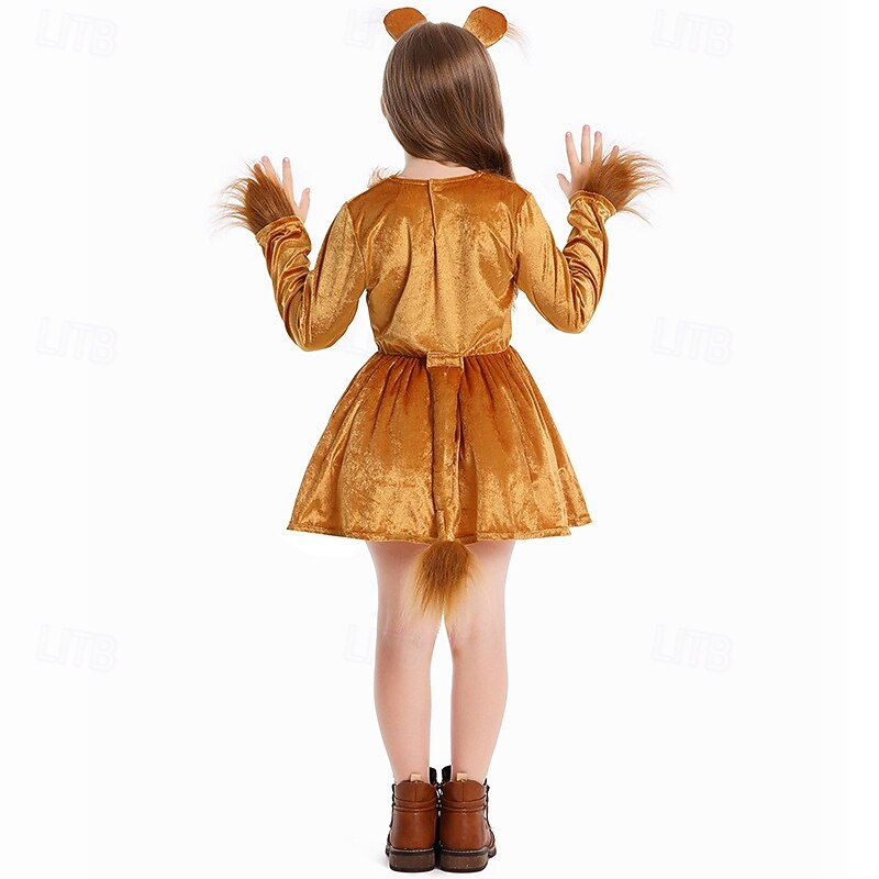 Animal Lion Halloween Dress Costume Fairy Tail Cute Kid's Girls' Halloween Carnival World Book Day Performance Educational Dress Up School Event Dress Up Easy Halloween Costumes Dress Up3