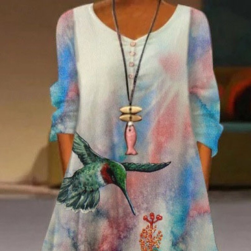 Women's Long Dress Maxi Dress Casual Dress Print Dress Elegant Fashion Classic Outdoor Vacation Holiday Regular Fit Flower Long Sleeve V Neck Black Green Spring Fall3