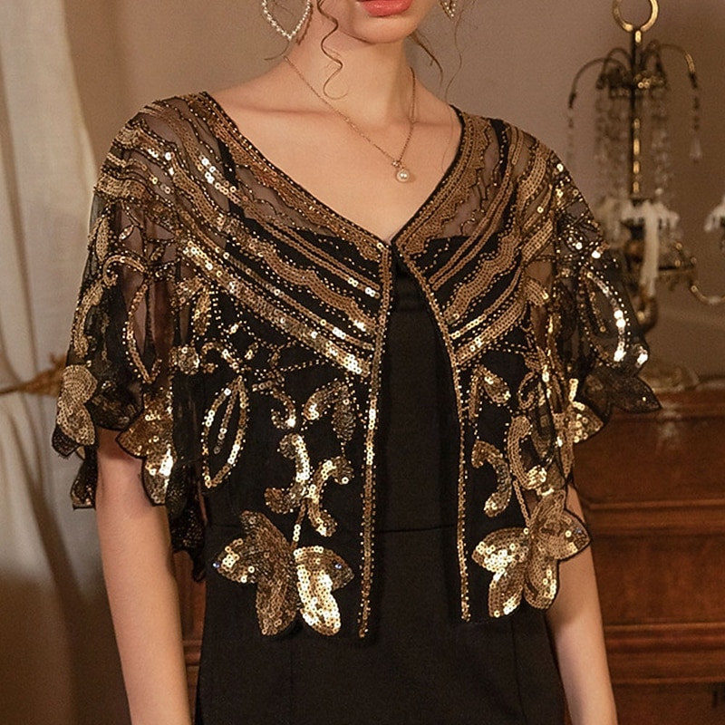 Women's Wrap Elegant Sleeveless Tulle Wedding Wraps With Sequin For Wedding Summer3