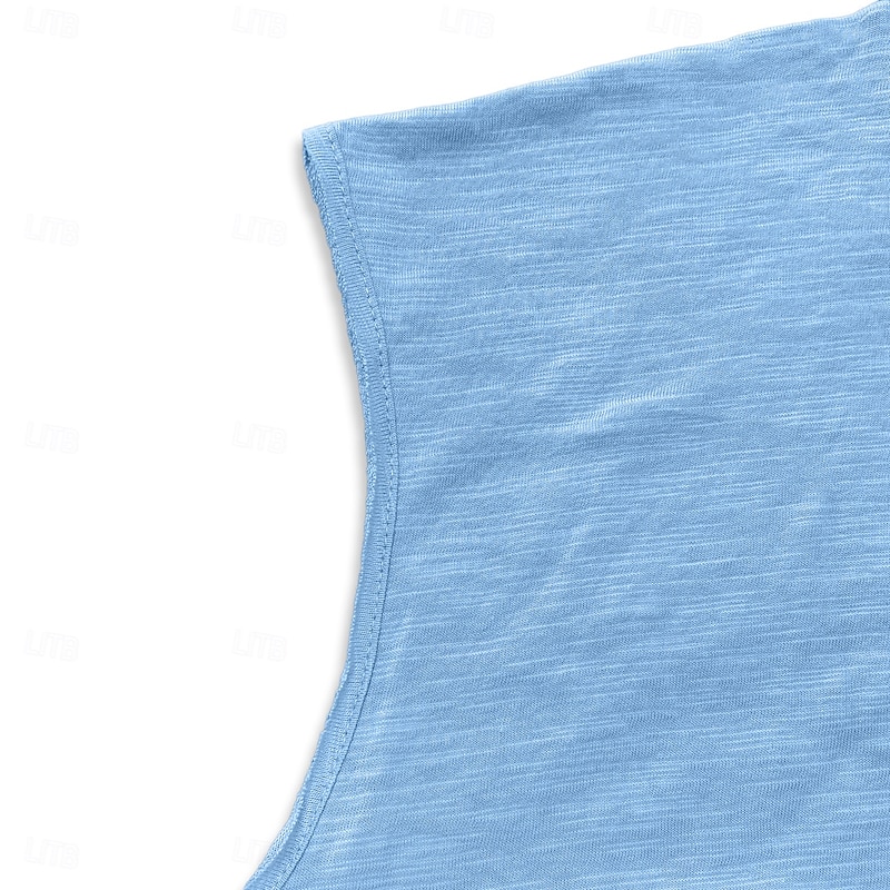 100% Cotton Men's Sleeveless T Shirt Round Neck Summer Plain Textured Fashion Classic Casual Plain Street Casual Sports White Blue Navy Blue Top Tee for Men4