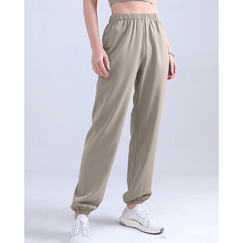 Women's fitness pants Pilates Pants Yoga Pants with Pockets Sun Protection Lightweight High Waist Gym Pilates Zumba Bottoms Solid Color Dark Grey Black Pink Fall Sports Activewear Micro-elastic Loose4