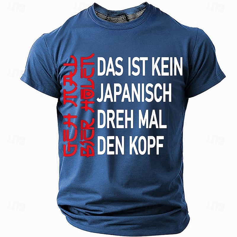 Men's Funny Slang German T Shirt Short Sleeve T shirt 3D Print Crew Neck Shirt Fashion Daily Basic Street Casual Daily Black White Blue Summer Spring All Seasons Clothing Apparel S M L XL XXL XXXL3
