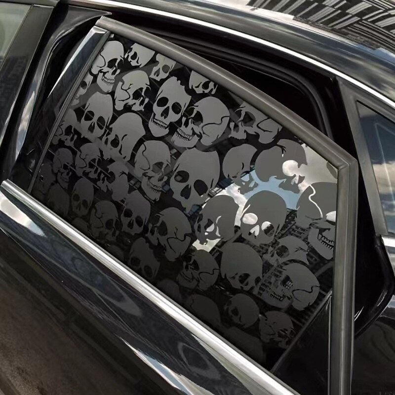 Halloween Skull Car Window Stickers, Cool Skull Head Decals for Hood and Side Doors, Halloween Car Decor Decals3
