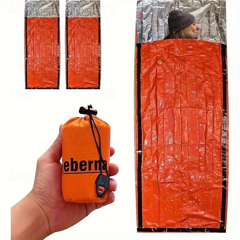 Emergency sSurvival Sleeping Bag  PVC Insulation  Waterproof With Drawstring Bag Compact and Practical  Very Suitable for Camping and Outdoor Exploration Outdoor Survival Equipment