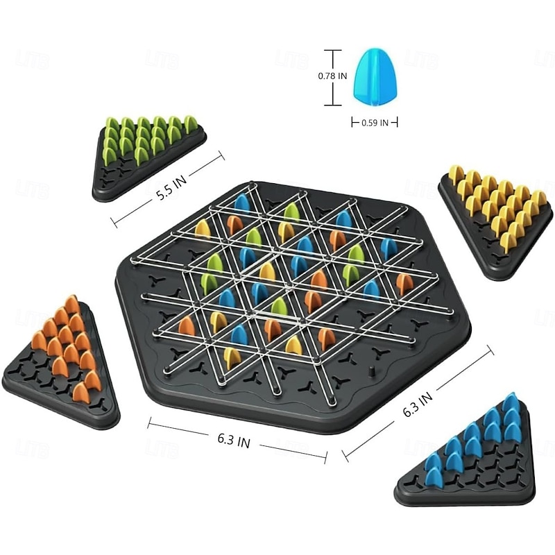 Chain Triangle Chess Game, Geometric Chess Game, Board Games for Family Night, Family Games for Kids and Adults, 2 to 4 Players2