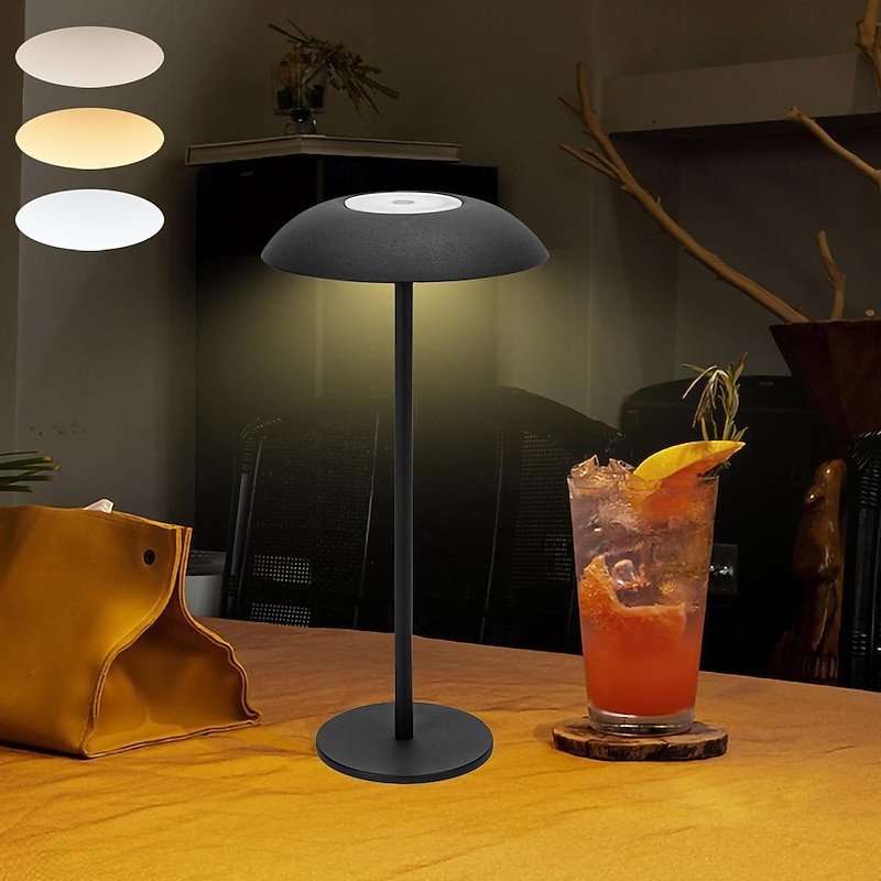 1 Pc Table Lamp Aluminum Metal Rechargeable Desk Lamp With Three Color Infinite Dimming And Soft Light For Eye Protection, Indoor And Outdoor Camping, Reading, Bedside Lighting, Type-C Charging3