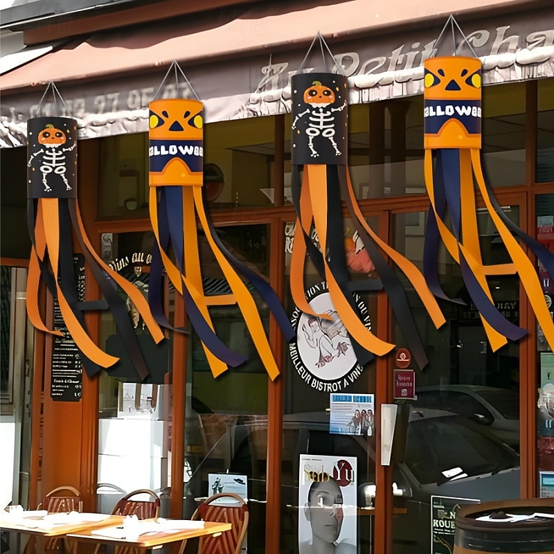 Halloween Windsocks Scary Halloween Hanging Windsock Flag Halloween Decorations for Outdoor Indoor Garden Home Yard Party Supplies2