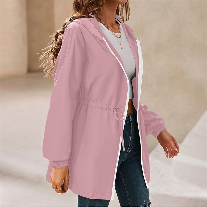 Women's Hiking Jacket Rain Jacket Raincoat Outdoor Waterproof Windproof Hiking Outfits Hiking Clothes Spring Autumn / Fall Top Cotton Camping / Hiking / Caving Running Solid Color Black Pink Dark Navy2
